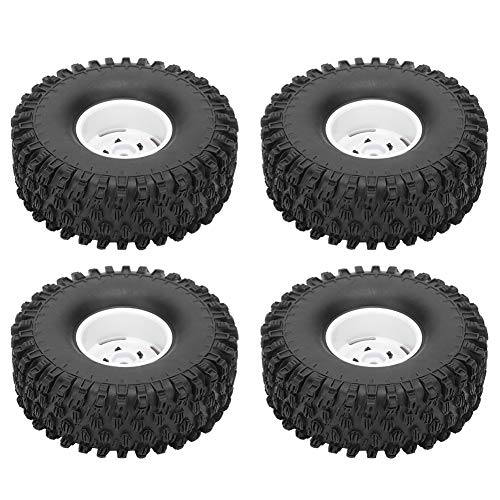 lvifloae 4 Stück 1,9 Zoll Felge Gummireifen RC Zubehör Passend für Axial 1/10 RC Crawler 120 mm (White) von lvifloae