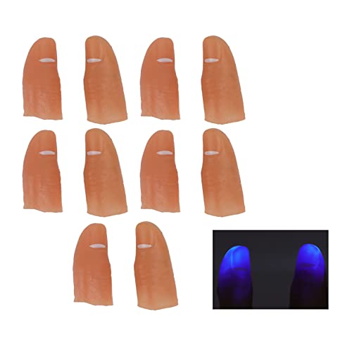 lvifloae 5 Paar Erwachsene Fingerbeleuchtung Daumen Batteriebetriebene LED-Lichter Einfach zu bedienende gefälschte Fingerlichter für Halloween Finger Magic Lights Rot (Blau) von lvifloae