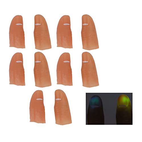 lvifloae 5 Paar Erwachsene Fingerbeleuchtung Daumen Batteriebetriebene LED-Lichter Einfach zu bedienende gefälschte Fingerlichter für Halloween Finger Magic Lights Rot (Bunt) von lvifloae