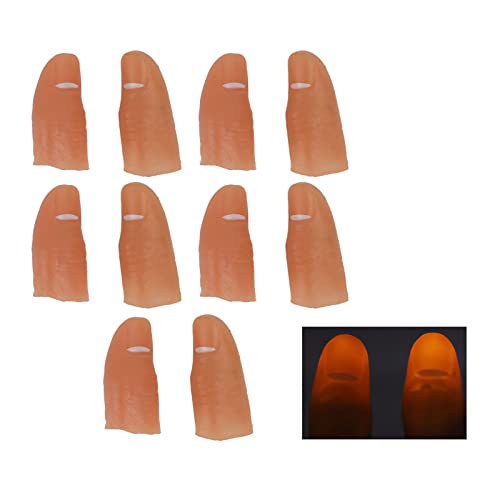 lvifloae 5 Paar Erwachsene Fingerbeleuchtung Daumen Batteriebetriebene LED-Lichter Einfach zu bedienende gefälschte Fingerlichter für Halloween Finger Magic Lights Rot (Gelb) von lvifloae