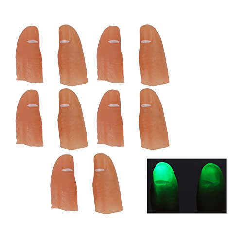 lvifloae 5 Paar Erwachsene Fingerbeleuchtung Daumen Batteriebetriebene LED-Lichter Einfach zu bedienende gefälschte Fingerlichter für Halloween Finger Magic Lights Rot (Grün) von lvifloae