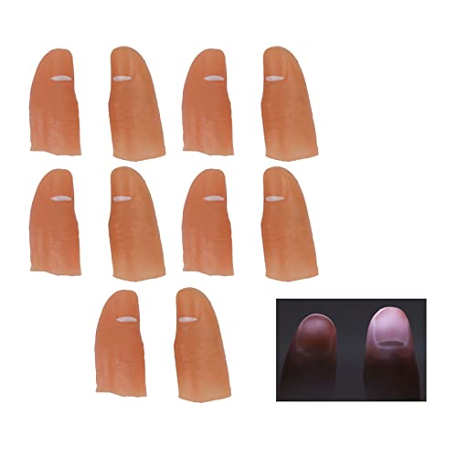 lvifloae 5 Paar Erwachsene Fingerbeleuchtung Daumen Batteriebetriebene LED-Lichter Einfach zu bedienende gefälschte Fingerlichter für Halloween Finger Magic Lights Rot (Weiß) von lvifloae