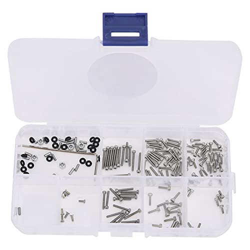 lvifloae Edelstahl -Schraubenmuttern Kit hohe Härte 176pcs Set für axiale SCX24 1/24 RC -Auto -Enthusiasten Organizer Transparent Box von lvifloae