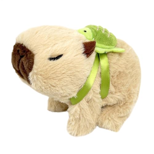 Capybara Plüsch mit Schildkröte Rucksack | Elektrisches Capybara-Stofftier mit LED-Lichtern | Umarmbares Capybara-Kissen | Kuscheltier Plüsch | Vielseitiges Capybara-Spielzeug zum Spielen, Kuscheln un von lwxij