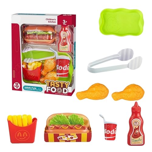 Kinder-Fast-Food-Spielset | Küchenspielzeug-Set mit Essenszubehör | Rollenspiel-Fastfood-Kochset | Vielseitiges Essensspielzeugset für und Mädchen zum Verschenken oder zum Spielen zu Hause, in von lwxij