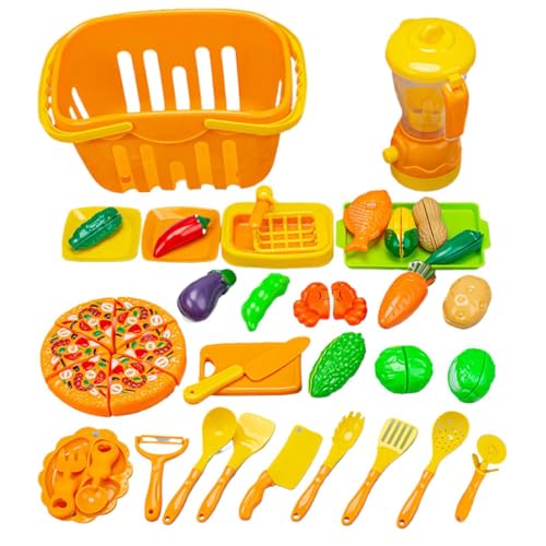 Kinder-Schnittspielzeug-Set | Pretend Kitchen Food Cutting Toy | Buntes Spielzeugset mit Früchten und Lebensmitteln | Pädagogisches Kochspielset | Kompaktes Lebensmittelspielzeug für Kindergeburtstage von lwxij