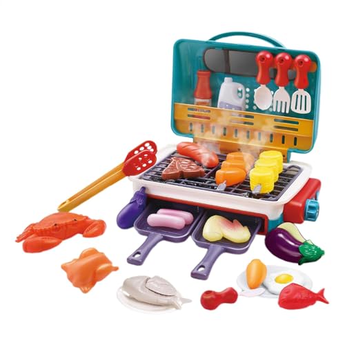 Kochspielset für Kinder | Küchenspielzeug-Set | Farbwechselnder Grill | Grillspielzeug mit Sound- und Lichteffekten | Vielseitiges Küchenspielzeug für und Mädchen zum Rollenspiel zu Hause oder von lwxij