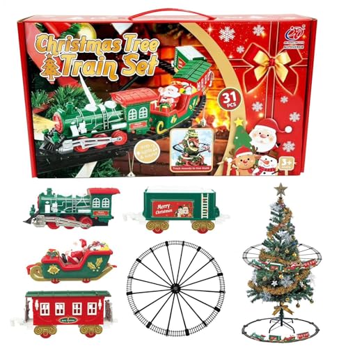 Weihnachtszugsets | Unter dem Baum Zug | Modelleisenbahnen für Kinder | Batteriebetriebenes Zugset | Eisenbahnspielzeug mit Lichtern und Geräuschen | Robustes Eisenbahnset zum Spielen und als fe von lwxij