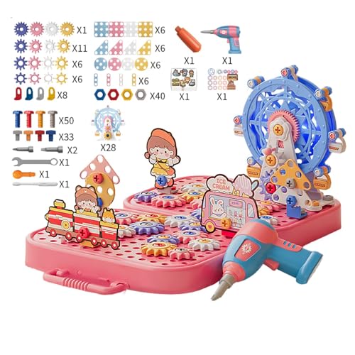 lwxij Kinderbohrspielzeugset, Elektroschraubendreherspiel-Kit, STEM-Bauspiel, Interactive Assembly Play, praktisches Lernen, 216-teiliges Set, ideal für Kinder über 3 von lwxij