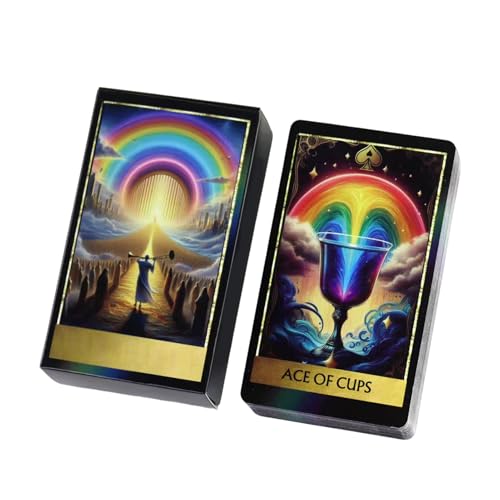 lwxij Regenbogen-Tarot-Deck, intuitive Orakelkarten, klassisches Wahrsager-Set, lebendige künstlerische Illustrationen, vollständiger englischer Leitfaden, 10,2 x 5,9 cm, spirituelle Lesungen und von lwxij