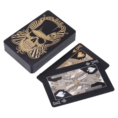 lwxij Wasserfeste Spielkarten,Totenkopf-Spielkarten,Pokerkarten-Kartenspiel mit Totenkopf-Prägung - Flexible Folienspielkarten Werden mit Aufbewahrungsbox für Texas Holdem Poker Go Fish geliefert von lwxij