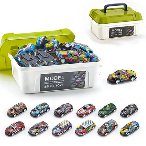 lwxij Zurückziehendes Auto-Spielzeugset | Detaillierter Trägheitsauto-Modellbausatz mit Aufbewahrungsbox | Spielzeugauto-Set zum Zurückziehen zulassen | Robustes Autoset für und Mädchen, perfekt für von lwxij