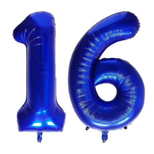 Geburtstags-Zahlenballons XXL-Riesen-Folienballons 40 Zoll – 101 cm Luftballons Geburtstag Jungen Mädchen Babyparty Geburtstagsdekorationen Jubiläumsparty-Dekorationen (Blau, 16) von lxmydm