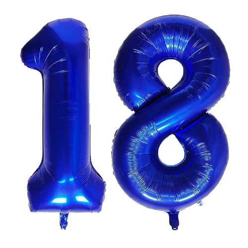 Geburtstags-Zahlenballons XXL-Riesen-Folienballons 40 Zoll – 101 cm Luftballons Geburtstag Jungen Mädchen Babyparty Geburtstagsdekorationen Jubiläumsparty-Dekorationen (Blau, 18) von lxmydm