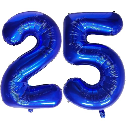 Geburtstags-Zahlenballons XXL-Riesen-Folienballons 40 Zoll – 101 cm Luftballons Geburtstag Jungen Mädchen Babyparty Geburtstagsdekorationen Jubiläumsparty-Dekorationen (Blau, 25) von lxmydm