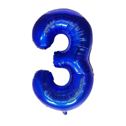 Geburtstags-Zahlenballons XXL-Riesen-Folienballons 40 Zoll – 101 cm Luftballons Geburtstag Jungen Mädchen Babyparty Geburtstagsdekorationen Jubiläumsparty-Dekorationen (Blau, 3) von lxmydm