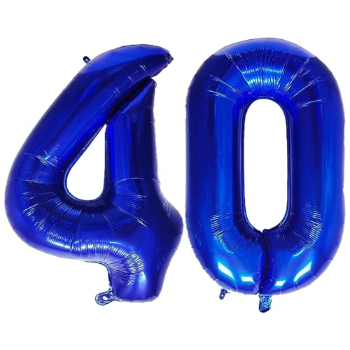 Geburtstags-Zahlenballons XXL-Riesen-Folienballons 40 Zoll – 101 cm Luftballons Geburtstag Jungen Mädchen Babyparty Geburtstagsdekorationen Jubiläumsparty-Dekorationen (Blau, 40) von lxmydm