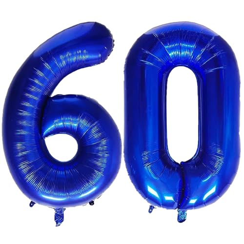 Geburtstags-Zahlenballons XXL-Riesen-Folienballons 40 Zoll – 101 cm Luftballons Geburtstag Jungen Mädchen Babyparty Geburtstagsdekorationen Jubiläumsparty-Dekorationen (Blau, 60) von lxmydm