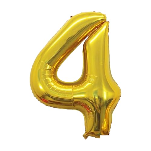 Geburtstags-Zahlenballons XXL-Riesen-Folienballons 40 Zoll – 101 cm Luftballons Geburtstag Jungen Mädchen Babyparty Geburtstagsdekorationen Jubiläumsparty-Dekorationen (Gold, 4) von lxmydm