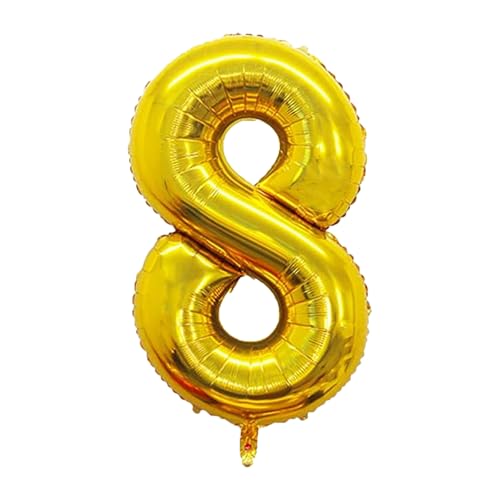 Geburtstags-Zahlenballons XXL-Riesen-Folienballons 40 Zoll – 101 cm Luftballons Geburtstag Jungen Mädchen Babyparty Geburtstagsdekorationen Jubiläumsparty-Dekorationen (Gold, 8) von lxmydm