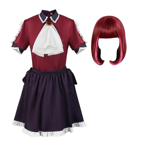 lxxZuvR Arima Kana-Cosplay-Kostüm für Damen, Anime-Cosplay-Outfit mit roter Perücke für Halloween-Weihnachtsparty von lxxZuvR