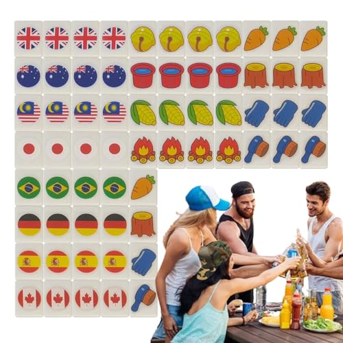 lyanny Beachside-Brettspiele, Beachside National Flag Pattern Mahjong, Mahjong-Spiel Mit 64 Spielsteinen Und Flaggenmuster, Mahjong-Set für Erwachsene, Kinder von lyanny