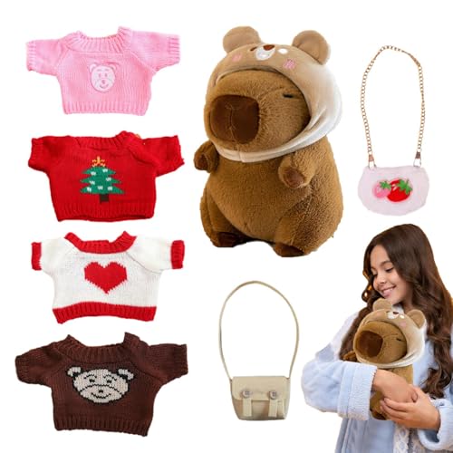 lyanny Capybara Stofftier mit Kleidung,Capybara Plüschtier mit Kleidung,Capybara-Plüschtiere umarmen Sich - Niedliche Capybara-Stofftier-Spielzeug-Ankleide-Cartoon-Puppe mit Pullover-Tasche, Hut für lyanny Capybara Stofftier mit Kleidung,Capybara Plüschtier mit Kleidung,Capybara-Plüschtiere umarmen Sich - Niedliche Capybara-Stofftier-Spielzeug-Ankleide-Cartoon-Puppe mit Pullover-Tasche, Hut für von lyanny