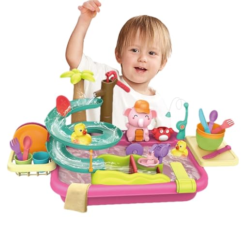 lyanny Küchenspüle Spielzeug Set, kinderwaschbecken mit Wasserhahn, Schwimmendes Angelspielzeug für Das Wasserspiel, Spielzeugzubehör für die Spielküche, Rollenspiel für Kinder von lyanny