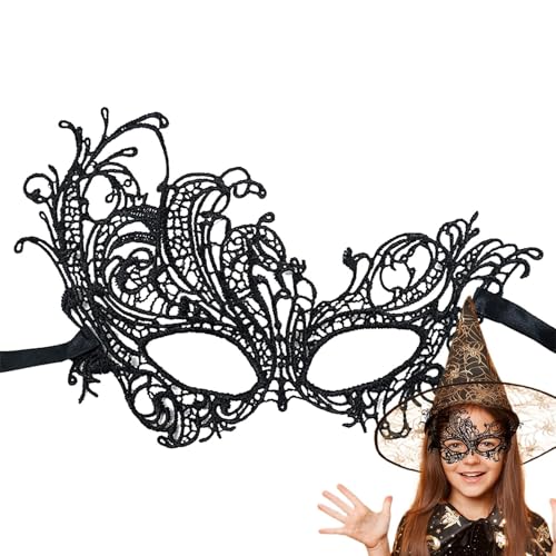 lyanny Spitzen-Gesichtsbedeckung, schwarzes Maskenkostüm - Elegante Spitzen-Maskerade-Maske-Augenbinde,Tierförmige Maskerade-Augenmaske, Mottoparty, Cosplay-Zubehör für Bühnenauftritte von lyanny