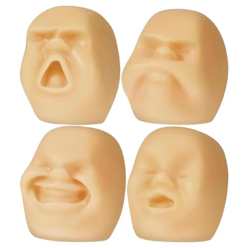 lyanny Squishy Fidget Sensory Stress Human Face Toys, 4PCS Human Face Relaxing Squeeze Balls, Funny Neuheit Sensory Stretchy Toys für Kinder und Erwachsene von lyanny