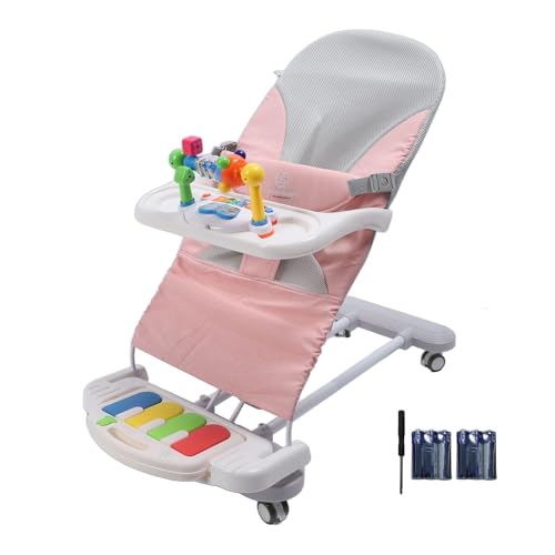 lyrlody Baby Rocking Chair, Babywippe Gleichzeitiger Babytragestuhl und Spielzeugstange mit hellem Klavier, für Babys ab 9 Monaten von lyrlody