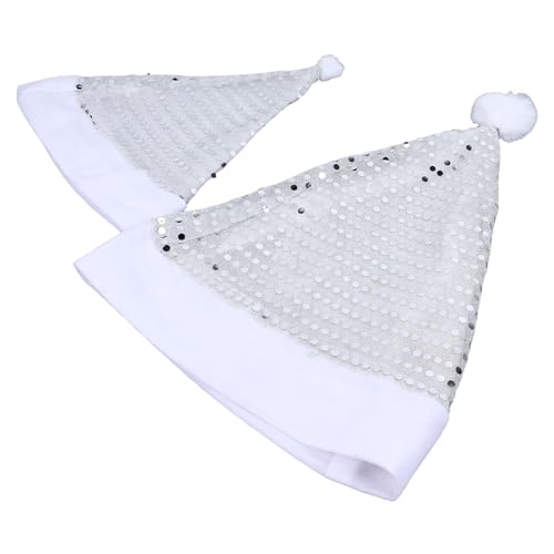 lyrlody Weihnachtsmütze, 2pcs Silber Pailletten Weihnachten Hüte Weihnachtsmütze Glitzer Santa Hats für Drinnen Draußen Party Feiern von lyrlody