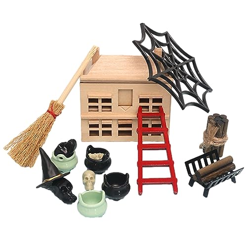 maddd Miniatur Puppenhaus Halloween - Zubehör für Puppenhaus, Puppenhaus aus Holz, Zubehör mit Möbeln für Kinder, , Mädchen, Kinder von maddd