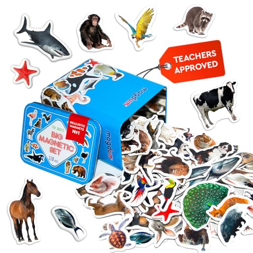 Magdum 110 Set Magnete Kinder für magnettafel Bauernhof+ Zoo+ Waldtiere+ Vögel+ Meerestiere Foto - Magnet Spielzeug Kinder - Kühlschrankmagnete Kinder -Spielzeug ab 3 Jahre - Lernspiele ab 3 Jahre von magdum