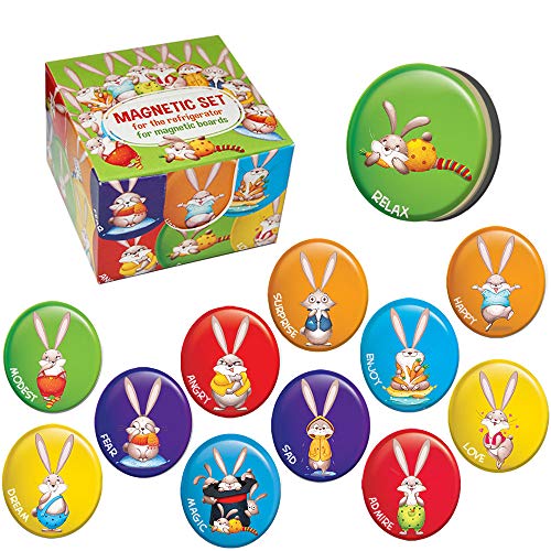 Magdum 12 JUNDER HASE Magnete Kinder für magnettafel - Magnet spielzeug kinder - Kinder Magnete - Kühlschrankmagnete Kinder - Kühlschrank Magnete set Kinder -Spielzeug ab 3 jahre Lernspiele ab 3 jahre von magdum