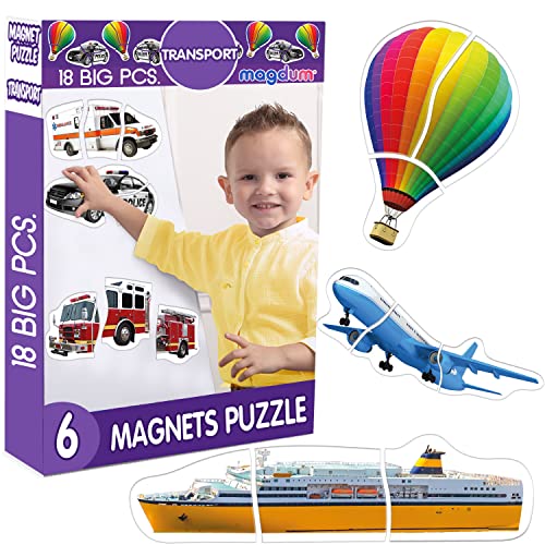magdum Magnet Puzzle Kinder TRANSPORTmittel - Kinder Puzzle - Puzzle für Kinder - Puzzle Baby - Magnet Spiele für Kinder - Lernspielzeug - Magnetpuzzle - Magnetische Puzzle - Montessori Spielzeug von magdum