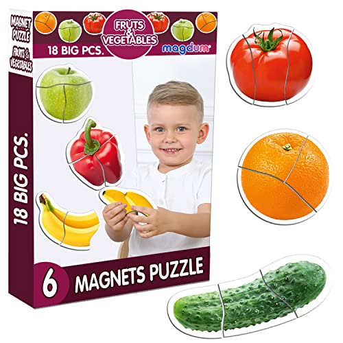 magdum Magnet Puzzle Kinder Obst GEMÜSE - Kinder Puzzle - Puzzle für Kinder - Puzzle Baby - Magnet Spiele für Kinder - Lernspielzeug - Magnetpuzzle - Magnetische Puzzle - Montessori Spielzeug von magdum