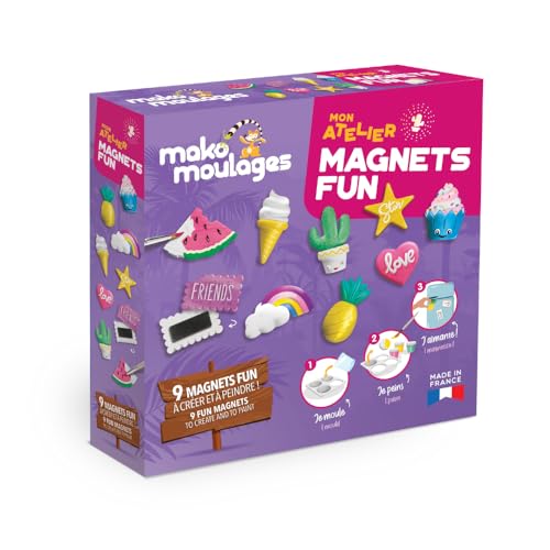 Mako moulages Mon Atelier Magnets Fun – kreatives Freizeitset – Gips und Farbe – 9 Kunststoffabdrücke – manuelle Aktivität ab 5 Jahren – 39119 von mako moulages