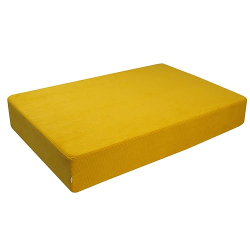 malwim Hüpfmatratze für Kinder – 107x70x7cm | Indoor Sprungmatte – Made in Germany | Weich, Sicher & Langlebig | moderner Cordbezug Goldgelb von malwim