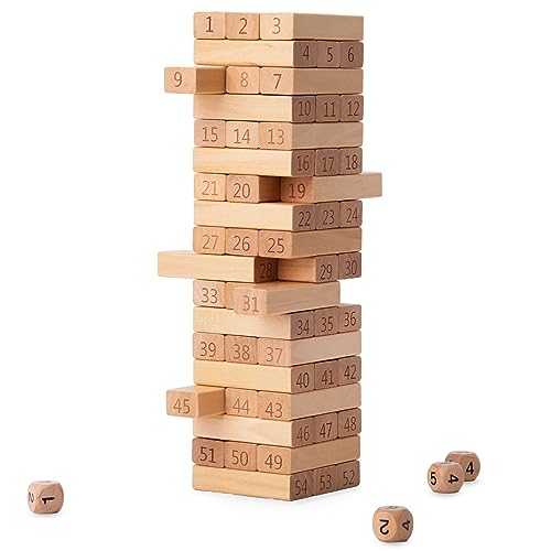 Mamabrum, Holzkunst Turm - Ziffern, Holzblöcke, Würfel, Engagement, Unterstützt das Erlernen der Ziffern und Zahlen, für Kinder ab 3 Jahren, Lernspielzeug, Puzzle-Spielzeug von mamabrum