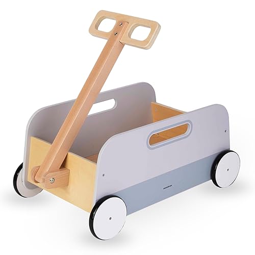 Mamabrum, Spielzeugwagen aus Holz – Anhänger ziehbar, fördert die Entwicklung der Motorik des Kindes, hohe Stabilität, multifunktional Holz lauflernwagen von mamabrum