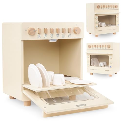 Mamabrum Holz Geschirrspüler Spielzeug für Kinder mit Zubehör, Küchengeräte Spielzeug, Kinderspielzeug, Spielgeräte für Kinder, Rollen Play Küche, Spiel Road, Küchenset von mamabrum