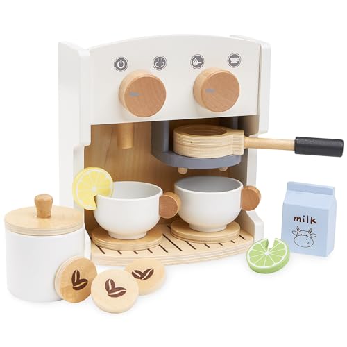 Mamabrum Holz-Kaffeemaschine für Kinder ab 3 Jahren – Spielset mit Tassen, Zubehör & Zitrusscheiben – Barista Rollenspiel-Spielzeug von mamabrum