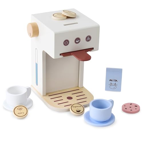 Mamabrum Holzkaffeemaschine für Kinder 3+, Küchenzubehör Spielzeug, Spielspielzeug Rad - Barista, Toy Kaffee Kaffeemaschine mit Zubehör, Kreatives Spielzeug von mamabrum