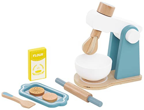 Mamabrum Holz-Küchenmixer-Set für Kinder – Realistisches Backspielzeug mit Zubehör – Perfekt für Rollenspiele und Förderung der Feinmotorik von mamabrum