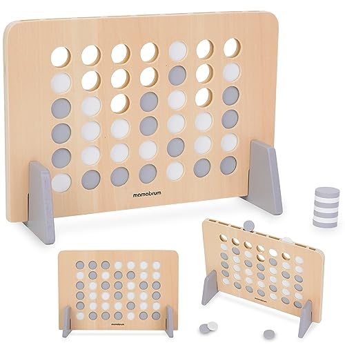 Mamabrum Holzspiel 4 in Einer Reihe - Klassisches Strategiespiel, Pädagogisches Lernspiel für Kinder und Erwachsene, Naturholz, Modernes Design, Förderung von Logik und Konzentration von mamabrum