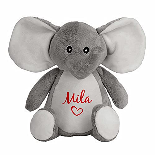 mamir home Elefant Baby Geschenk Kuscheltier personalisiert mit Namen I 28cm I Geschenkidee zur Geburt I Taufe, Geburtstag & Weihnachten von mamir home