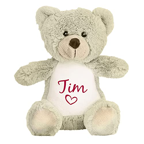 mamir home Teddy Baby Geschenk Kuscheltier personalisiert mit Namen I 22cm Teddybär I Geschenkidee zur Geburt I Taufe, Geburtstag & Weihnachten von mamir home