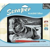 MAMMUT 137011 Kratzbild Wolf, silber, glänzend, quer, Komplettset ab 8 Jahre von mammut