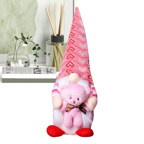 manhegari Valentines Day Plush Gnomes - Faceless Gnomes Decorations Pink Gnome Doll - Romantic Cute Plush Doll Knitted Table Decorations for Women von manhegari